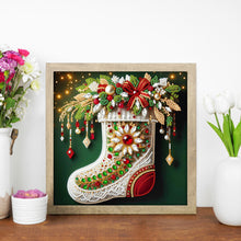 Load image into Gallery viewer, Diamond Painting - Partial Special Shaped - Christmas flower socks (30*30CM)