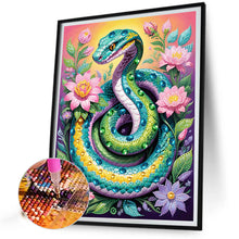 Load image into Gallery viewer, Diamond Painting - Partial Special Shaped - Flower green snake (30*40CM)