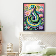 Load image into Gallery viewer, Diamond Painting - Partial Special Shaped - Flower green snake (30*40CM)