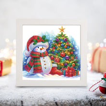 Load image into Gallery viewer, Diamond Painting - Partial Special Shaped - Christmas tree and snowman (with frame) (22.8*22.8CM)