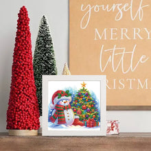 Load image into Gallery viewer, Diamond Painting - Partial Special Shaped - Christmas tree and snowman (with frame) (22.8*22.8CM)