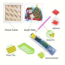 Load image into Gallery viewer, Diamond Painting - Partial Special Shaped - Christmas tree and snowman (with frame) (22.8*22.8CM)