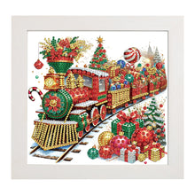 Load image into Gallery viewer, Diamond Painting - Partial Special Shaped - Christmas gift train (with frame) (22.8*22.8CM)