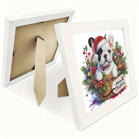 Diamond Painting - Partial Special Shaped - Christmas French bulldog (with frame) (22.8*22.8CM)