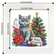 Load image into Gallery viewer, Diamond Painting - Partial Special Shaped - Christmas blue cat (with frame) (22.8*22.8CM)