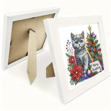 Load image into Gallery viewer, Diamond Painting - Partial Special Shaped - Christmas blue cat (with frame) (22.8*22.8CM)