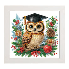 Load image into Gallery viewer, Diamond Painting - Partial Special Shaped - Christmas owl (with frame) (22.8*22.8CM)