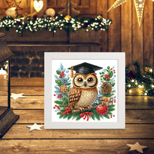 Load image into Gallery viewer, Diamond Painting - Partial Special Shaped - Christmas owl (with frame) (22.8*22.8CM)