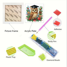 Load image into Gallery viewer, Diamond Painting - Partial Special Shaped - Christmas owl (with frame) (22.8*22.8CM)