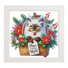 Load image into Gallery viewer, Diamond Painting - Partial Special Shaped - Christmas Siamese cat (with frame) (22.8*22.8CM)
