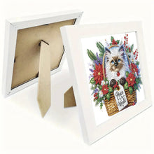 Load image into Gallery viewer, Diamond Painting - Partial Special Shaped - Christmas Siamese cat (with frame) (22.8*22.8CM)