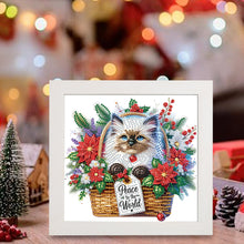 Load image into Gallery viewer, Diamond Painting - Partial Special Shaped - Christmas Siamese cat (with frame) (22.8*22.8CM)
