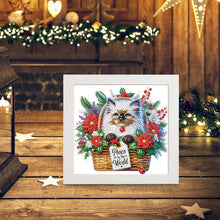 Load image into Gallery viewer, Diamond Painting - Partial Special Shaped - Christmas Siamese cat (with frame) (22.8*22.8CM)