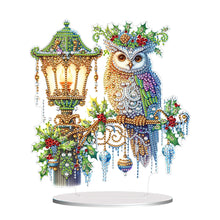 Load image into Gallery viewer, Acrylic Special Shape Christmas Owl Desktop Diamond Painting Art Craft Kits