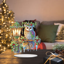 Load image into Gallery viewer, Acrylic Special Shape Christmas Owl Desktop Diamond Painting Art Craft Kits
