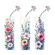Load image into Gallery viewer, 3Pcs Special Shape Flowers Diamond Painting Bookmark Making Kit for Book Lovers