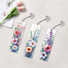 Load image into Gallery viewer, 3Pcs Special Shape Flowers Diamond Painting Bookmark Making Kit for Book Lovers