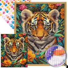 Load image into Gallery viewer, AB Diamond Painting - Full Round - Tiger in the flowers (40*50CM)