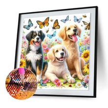 Load image into Gallery viewer, Diamond Painting - Full Round - Butterfly bouquet three dogs (30*30CM)