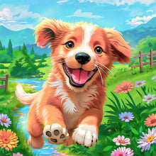 Load image into Gallery viewer, Diamond Painting - Full Round - Running dog on the river lawn (30*30CM)