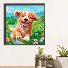 Load image into Gallery viewer, Diamond Painting - Full Round - Running dog on the river lawn (30*30CM)