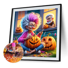 Load image into Gallery viewer, Diamond Painting - Full Round - Grandma making Halloween pumpkins (40*40CM)