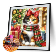 Load image into Gallery viewer, Diamond Painting - Full Round - Christmas tricolor cat (30*30CM)