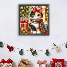 Load image into Gallery viewer, Diamond Painting - Full Round - Christmas tricolor cat (30*30CM)