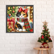 Load image into Gallery viewer, Diamond Painting - Full Round - Christmas tricolor cat (30*30CM)