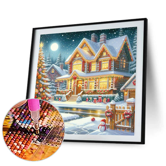 Diamond Painting - Full Round - Snowy day Christmas town (30*30CM)