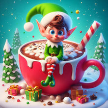 Load image into Gallery viewer, Diamond Painting - Full Round - Christmas coffee elf (40*40CM)