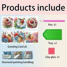 Load image into Gallery viewer, 6Pcs Ladybug Bee Diamond Handmade Card DIY Diamond Painting Card for Adults Kids