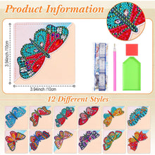 Load image into Gallery viewer, 12pcs Butterfly Leather DIY Diamond Painting Corner Bookmarks for Book Lovers