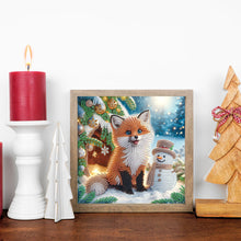 Load image into Gallery viewer, Diamond Painting - Partial Special Shaped - Christmas atmosphere fox snowman (30*30CM)