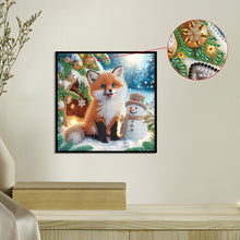 Load image into Gallery viewer, Diamond Painting - Partial Special Shaped - Christmas atmosphere fox snowman (30*30CM)