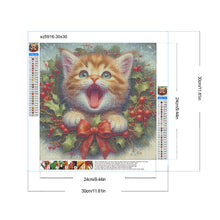 Load image into Gallery viewer, Diamond Painting - Full Round - Christmas wreath kittens (30*30CM)