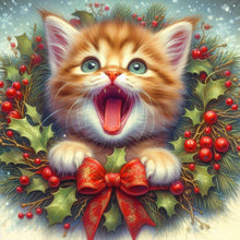 Load image into Gallery viewer, Diamond Painting - Full Round - Christmas wreath kittens (30*30CM)