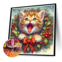 Load image into Gallery viewer, Diamond Painting - Full Round - Christmas wreath kittens (30*30CM)