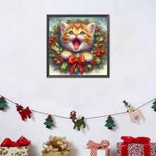 Load image into Gallery viewer, Diamond Painting - Full Round - Christmas wreath kittens (30*30CM)