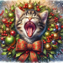 Load image into Gallery viewer, Diamond Painting - Full Round - Christmas wreath kittens (30*30CM)