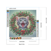 Load image into Gallery viewer, Diamond Painting - Full Round - Christmas wreath kittens (30*30CM)