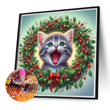 Load image into Gallery viewer, Diamond Painting - Full Round - Christmas wreath kittens (30*30CM)