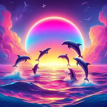 Load image into Gallery viewer, Diamond Painting - Full Round - Dolphins jumping on the sea (40*40CM)