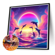 Load image into Gallery viewer, Diamond Painting - Full Round - Dolphins jumping on the sea (40*40CM)
