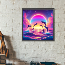 Load image into Gallery viewer, Diamond Painting - Full Round - Dolphins jumping on the sea (40*40CM)