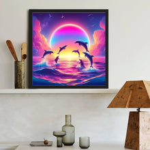 Load image into Gallery viewer, Diamond Painting - Full Round - Dolphins jumping on the sea (40*40CM)