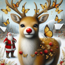 Load image into Gallery viewer, Diamond Painting - Full Round - Butterfly elk Santa Claus (30*30CM)