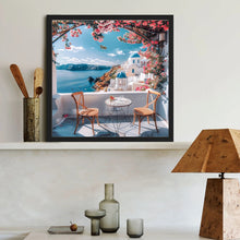 Load image into Gallery viewer, Diamond Painting - Full Round - Balcony under the flowers on the seaside (40*40CM)