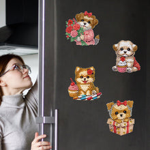Load image into Gallery viewer, 6Pcs Acrylic Cupcake Animals Diamond Art Fridge Magnet for DIY Crafts Party Gift