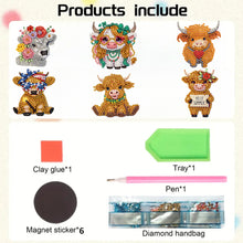 Load image into Gallery viewer, 6Pcs Acrylic Cupcake Animals Diamond Art Fridge Magnet for DIY Crafts Party Gift